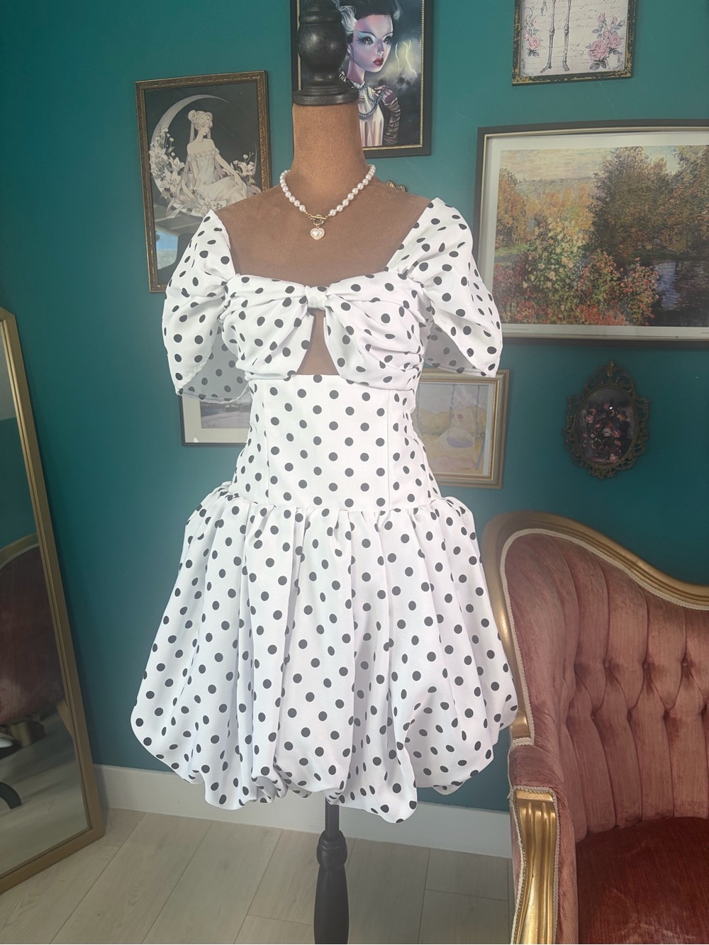 Maryzo Atelier Polka Dot Boned Bubble Dress Size S